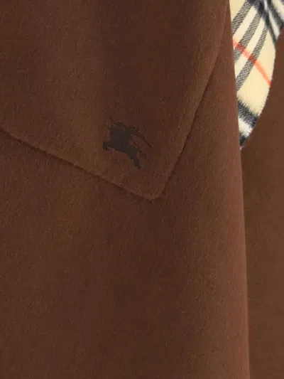 Burberry Embroidered Fringed Cape In Brown