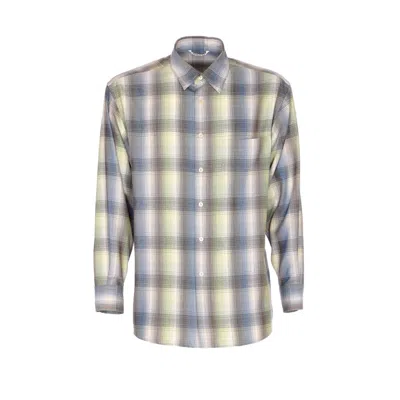 Auralee Long Sleeve Button-down Check Shirt In Blue