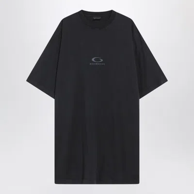 Balenciaga Black Washed Loop Sports Icon Oversize T-shirt In Black