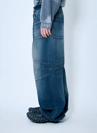 Balenciaga Men Baggy Panel Construction Jeans In Blue