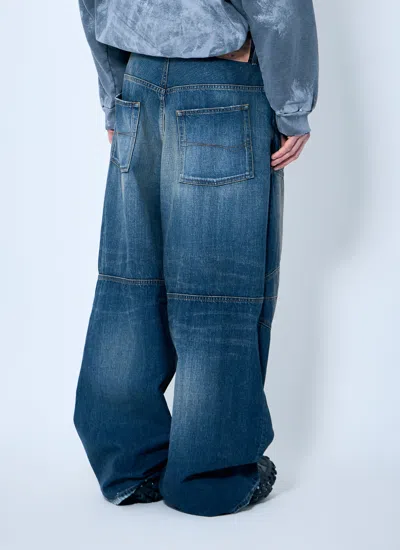 Balenciaga Men Baggy Panel Construction Jeans In Blue