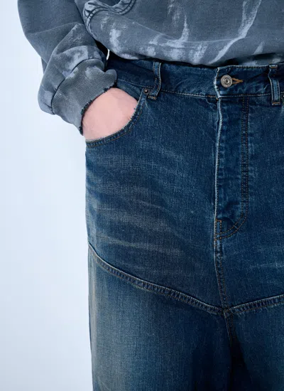 Balenciaga Men Baggy Panel Construction Jeans In Blue