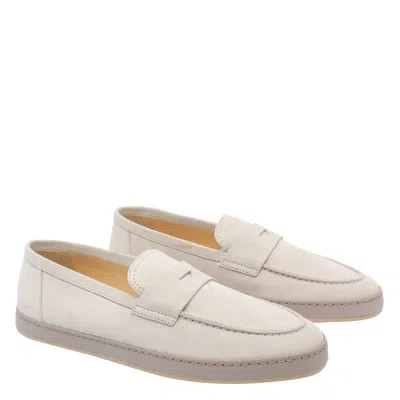 Brunello Cucinelli Loafers With Round Toe And Suede Finish In White
