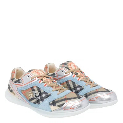 Burberry Mesh And Suede Matrix Style Sneakers In Multi