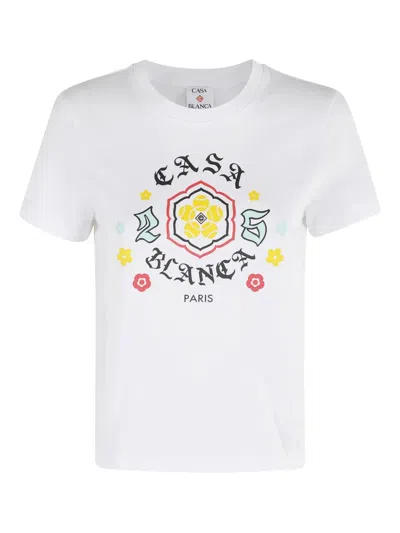 Casablanca White Cotton T-shirt With Print In White