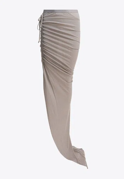 Rick Owens Edfu Asymmetric Midi Skirt In Gray
