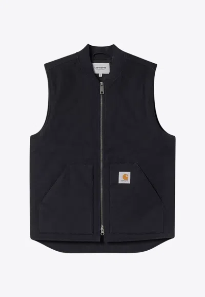 Carhartt Classic Logo Patch Zip-up Vest In Black
