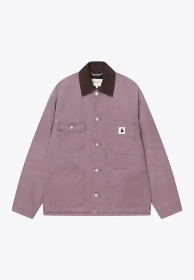 Carhartt Omens Phlox Tobacco Og Michigan Corduroy-collar Cotton Jacket Xs In Purple
