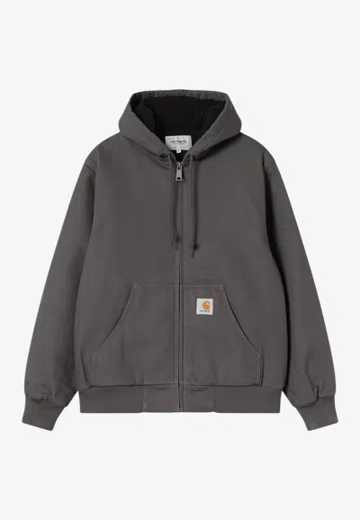 Carhartt Work In Progress Active Canvas Hooded Jacket In Gray