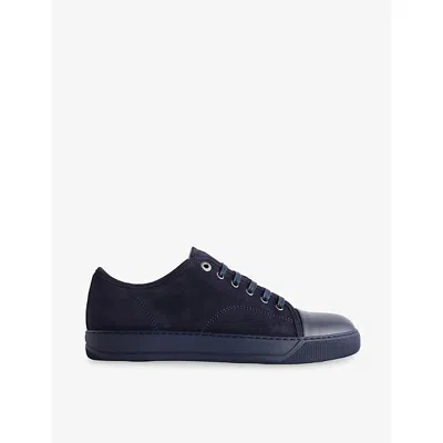 Lanvin Ddb1 Navy Black Leather Sneakers In Blue