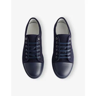 Lanvin Ddb1 Navy Black Leather Sneakers In Blue
