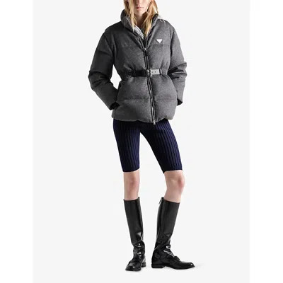 Prada Wool Loden Down Jacket In Gray