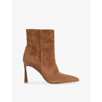 Reiss Tan Suede High Heeled Ankle Boots In Brown