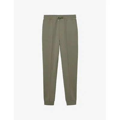 Reiss Mens Dark Sage Green Premier Drawstring-waist Regular-fit Stretch-jersey Jogging Bottoms Xxl In Green