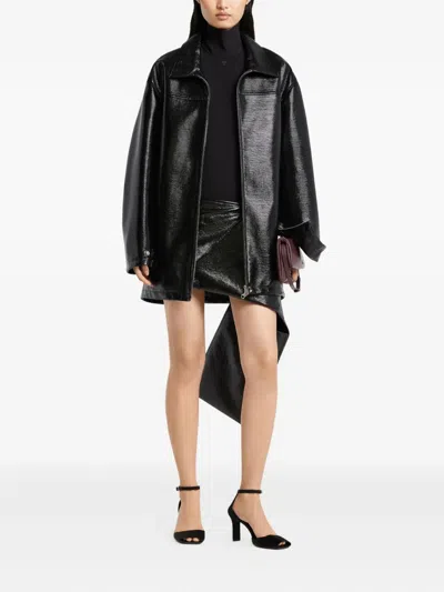 Courrèges Courreges 'vinyl' Black Cotton Blend Jacket Women In Black