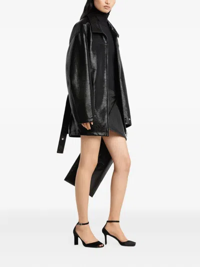 Courrèges Courreges 'vinyl' Black Cotton Blend Jacket Women In Black