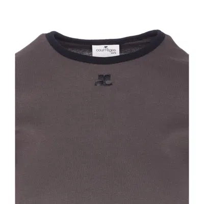 Courrèges Courregès Heritage Contrast T-shirt In Gray