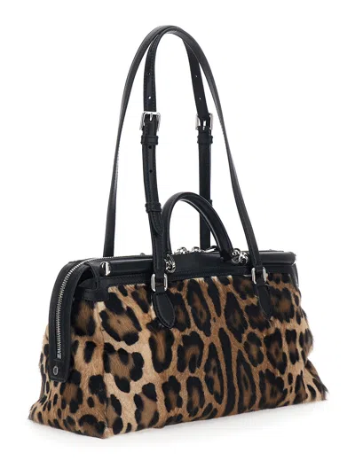 Dolce & Gabbana Animal Print Leather Vittoria Top Handle Bag In Animal Print