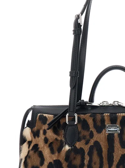 Dolce & Gabbana Animal Print Leather Vittoria Top Handle Bag In Animal Print