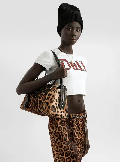 Dolce & Gabbana Animal Print Leather Vittoria Top Handle Bag In Animal Print