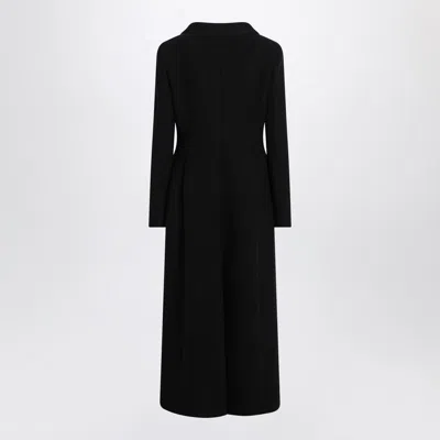 Dolce & Gabbana Double-breasted Long Wool Coat And Pockets In Black