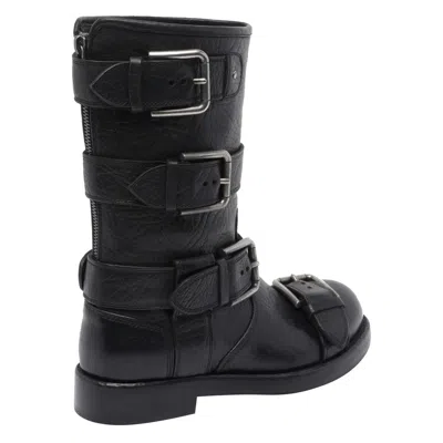 Dolce & Gabbana Leather Boot With Buckles In Black