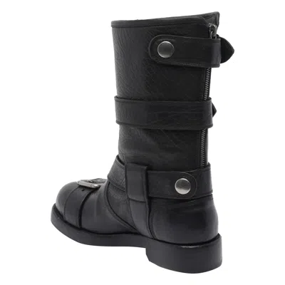 Dolce & Gabbana Leather Boot With Buckles In Black