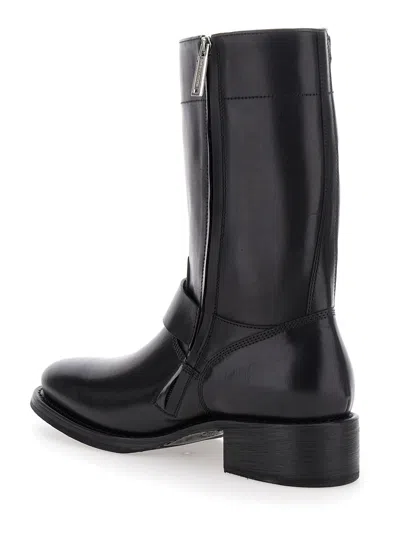 Dsquared2 Ducati X D2 Black Ankle Boots With Side Zip Closure And Maxi Logo Lettering On The Side In Leather M In Black