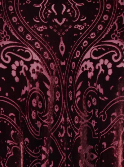 Etro Bordeaux Cape With All-over Paisley Motif And Triangular Hem In Silk Blend Woman In Red