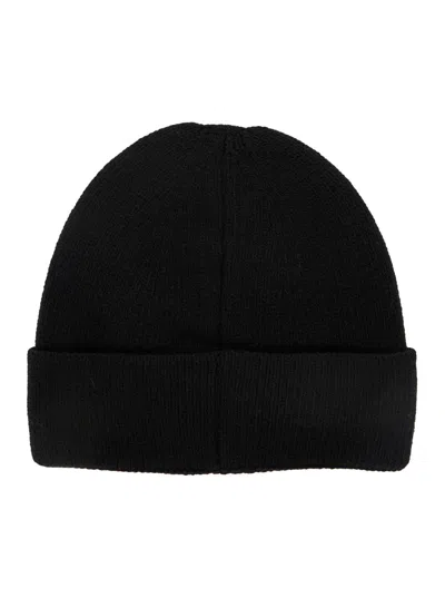 Fendi Men Black Beanie With Maxi Logo Lettering On Front In Wool Man In Black