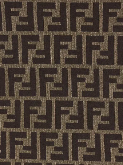 Fendi Ff Jacquard Turtleneck Sweater In Brown