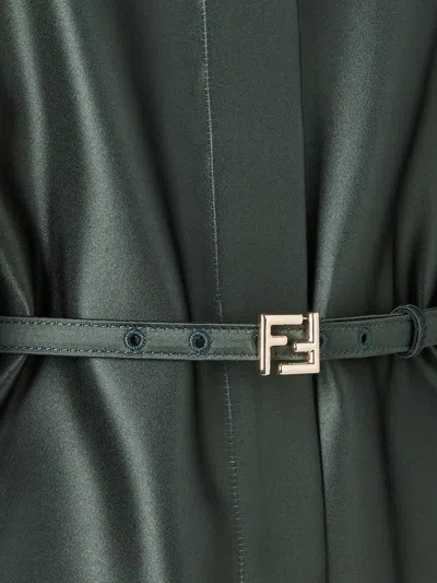 Fendi Satin Jacket With Balloon Sleeves And Belt In Multi