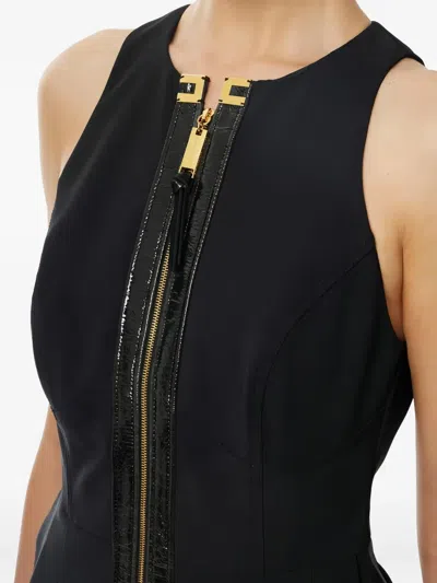 Elisabetta Franchi Leather-placket Mini Dress In Black