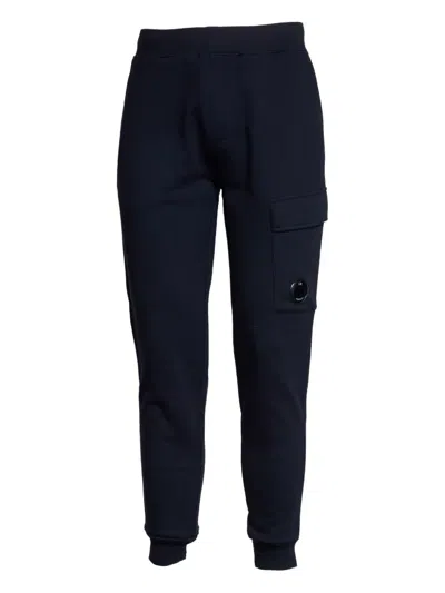 C.p. Company Diagonal Raised Fleece Cargo Sweatpants In Blue