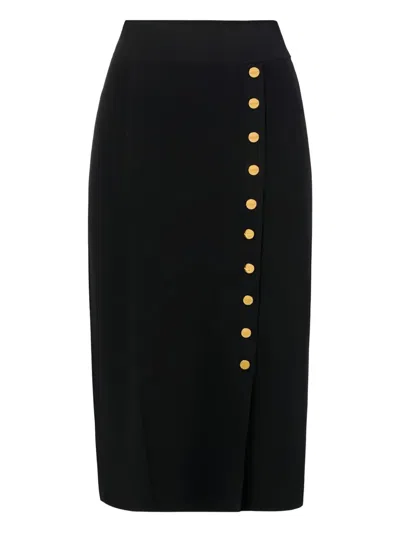 Elisabetta Franchi Button Embellished Knitted Skirt In Animal Print