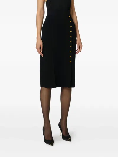 Elisabetta Franchi Button Embellished Knitted Skirt In Animal Print