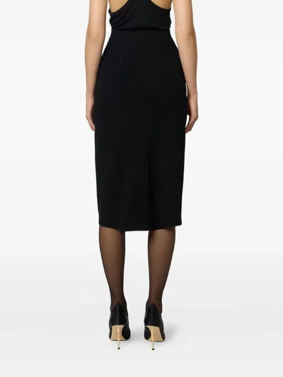 Elisabetta Franchi Button Embellished Knitted Skirt In Animal Print