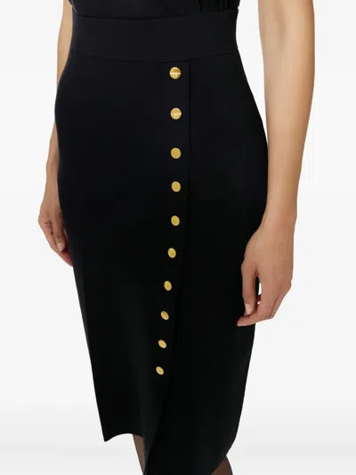 Elisabetta Franchi Button Embellished Knitted Skirt In Animal Print