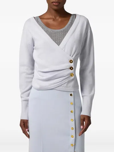 Elisabetta Franchi Crossover Button Sweater In Multi