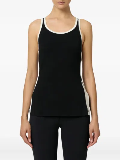 Elisabetta Franchi Viscose Top With Logo Bands In Black