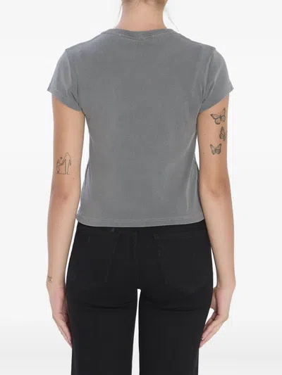 Alexander Wang Slim Fit Cropped Baby T-shirt With Graphic In Gray