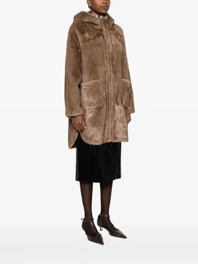 Betta Corradi Hooded Oversized Jacket In Brown
