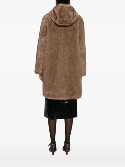 Betta Corradi Hooded Oversized Jacket In Brown