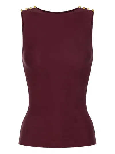 Elisabetta Franchi Decorative-buttons Ribbed Tank Top In Multi