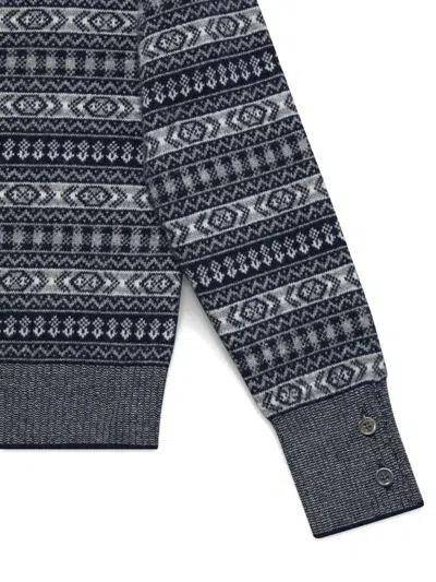 Thom Browne Fairisle Round-collar Pullover In Multi
