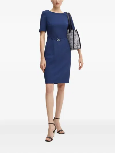 Hugo Boss Daleah Belted Dress In Blue