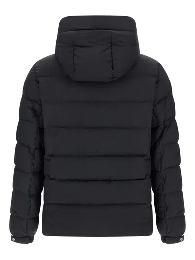 Tatras Domiziano Black Down Jacket With Fixed Hood And Logo Patch On The Sleeve In Tech Fabric Man In Animal Print
