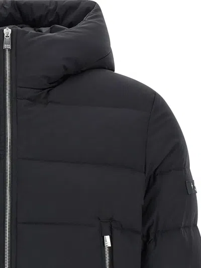 Tatras Domiziano Black Down Jacket With Fixed Hood And Logo Patch On The Sleeve In Tech Fabric Man In Animal Print