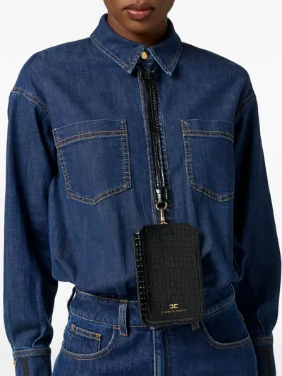 Elisabetta Franchi Crocodile-print Phone Case In Black