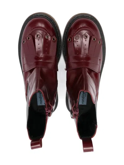 Rondinella Fringed Leather Boots In Burgundy